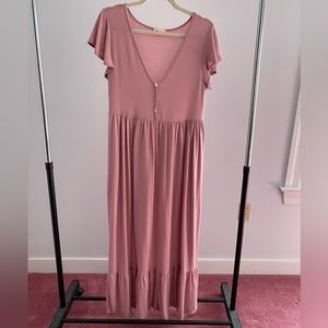 Pink tiered maxi dress